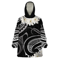 White Sunday Tokelau Gardenia Thunbergia Wearable Blanket Hoodie Fakamalo Atu Kia Te Koutou Uma LT9 One Size Black - Polynesian Pride