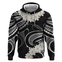 White Sunday Tokelau Gardenia Thunbergia Zip Hoodie Fakamalo Atu Kia Te Koutou Uma LT9 Pullover Hoodie Black - Polynesian Pride