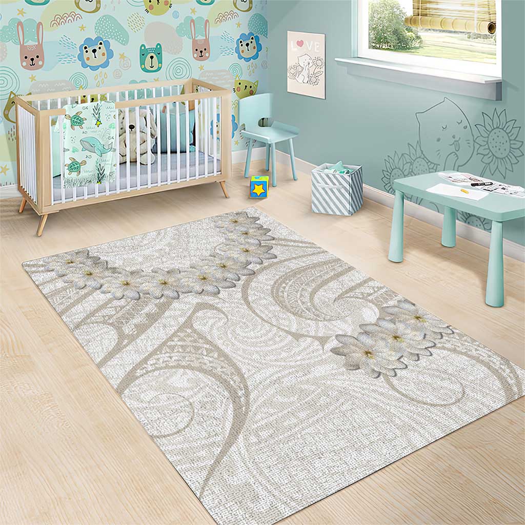 Tokelau Gardenia Thunbergia Area Rug Black Polynesian Art Vibe