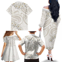 Tokelau Gardenia Thunbergia Family Matching Off The Shoulder Long Sleeve Dress and Hawaiian Shirt Polynesian Art Vibe LT9 - Polynesian Pride