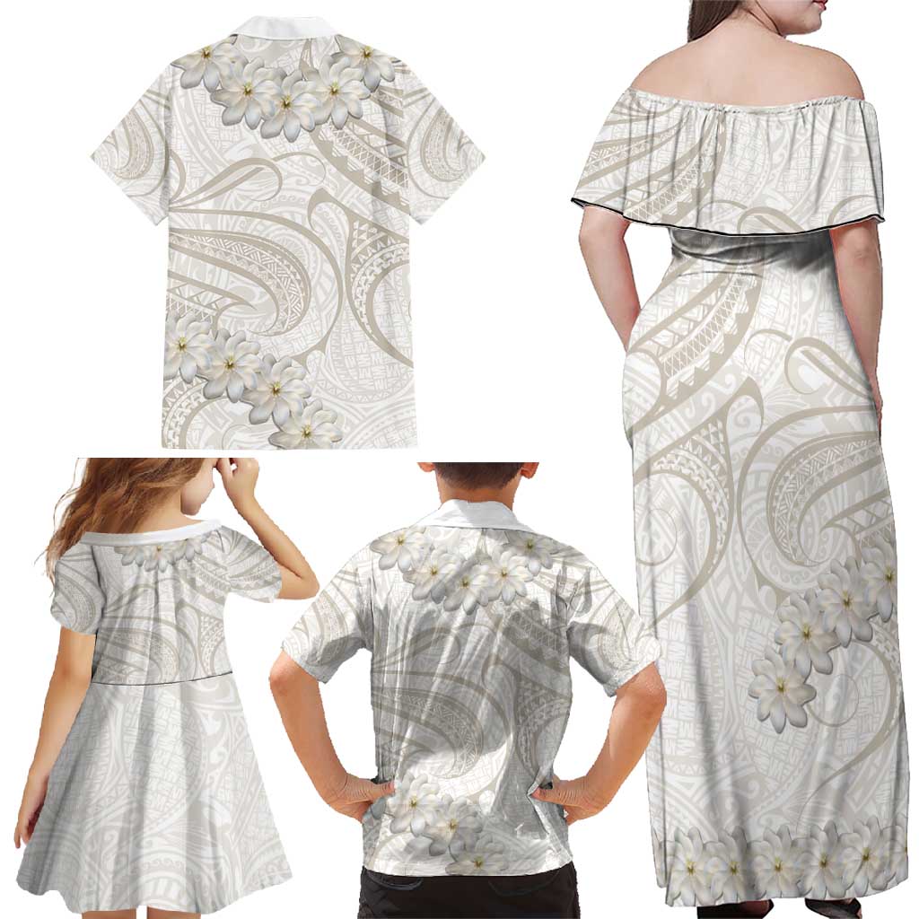 Tokelau Gardenia Thunbergia Family Matching Off Shoulder Maxi Dress and Hawaiian Shirt Polynesian Art Vibe LT9 - Polynesian Pride