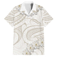 Tokelau Gardenia Thunbergia Family Matching Off Shoulder Short Dress and Hawaiian Shirt Polynesian Art Vibe LT9 Dad's Shirt - Short Sleeve White - Polynesian Pride