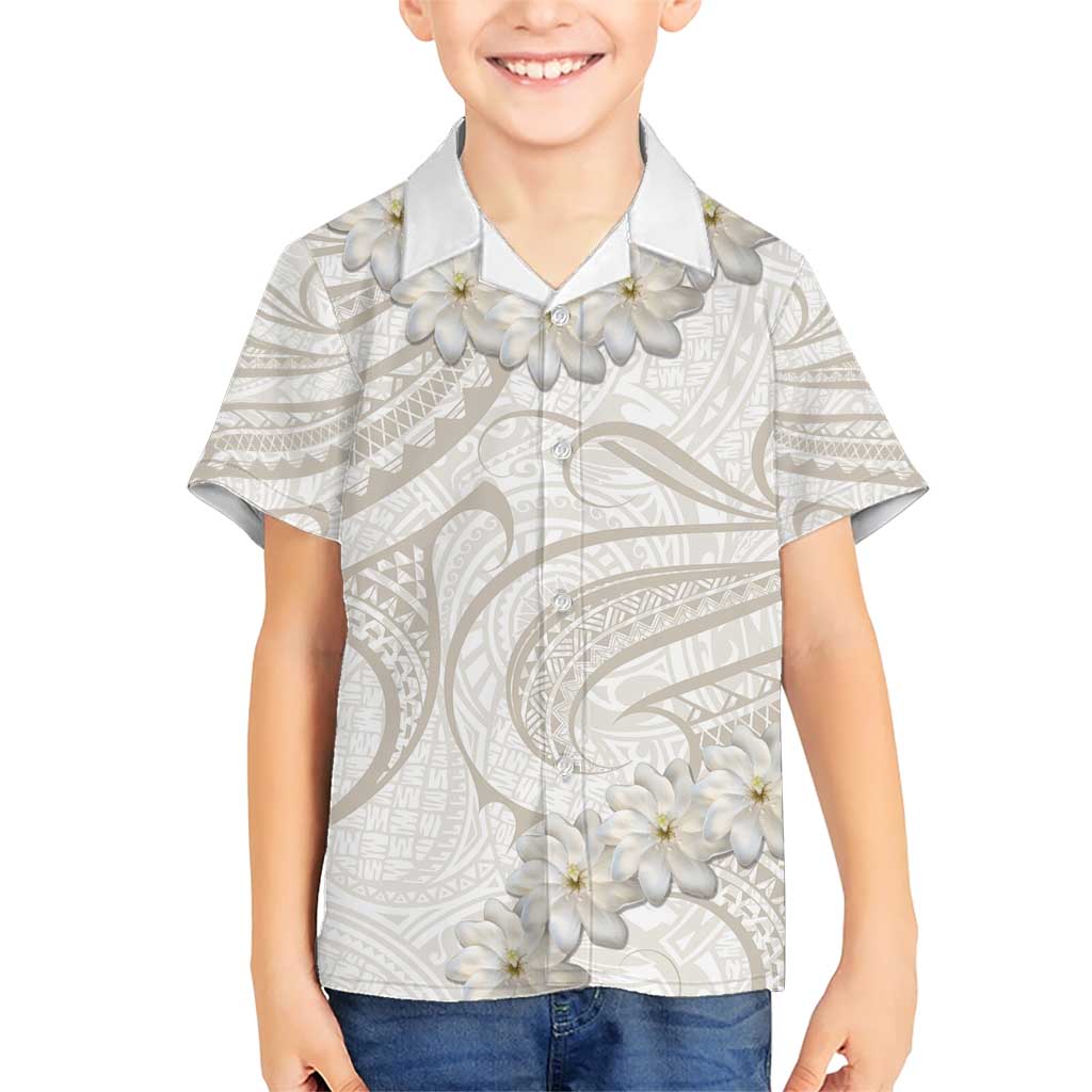 Tokelau Gardenia Thunbergia Family Matching Short Sleeve Bodycon Dress and Hawaiian Shirt Polynesian Art Vibe LT9 Son's Shirt White - Polynesian Pride