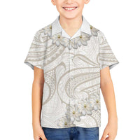 Tokelau Gardenia Thunbergia Family Matching Short Sleeve Bodycon Dress and Hawaiian Shirt Polynesian Art Vibe LT9 Son's Shirt White - Polynesian Pride