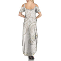 Tokelau Gardenia Thunbergia Family Matching Summer Maxi Dress and Hawaiian Shirt Polynesian Art Vibe LT9 - Polynesian Pride