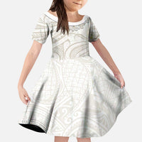 Tokelau Gardenia Thunbergia Kid Short Sleeve Dress Black Polynesian Art Vibe
