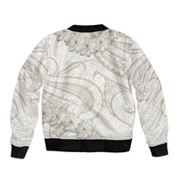 Tokelau Gardenia Thunbergia Sleeve Zip Bomber Jacket Polynesian Art Vibe LT9 - Polynesian Pride