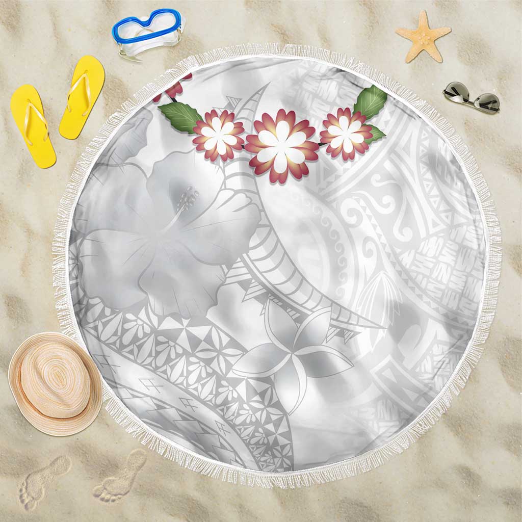Manuia le Aso Sa o Tamaiti Tonga Beach Blanket White Sunday Heilala Lei LT9 One Size 150cm White - Polynesian Pride
