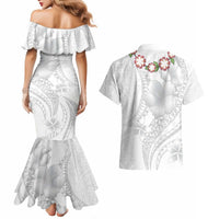 Manuia le Aso Sa o Tamaiti Tonga Couples Matching Mermaid Dress and Hawaiian Shirt White Sunday Heilala Lei LT9 - Polynesian Pride