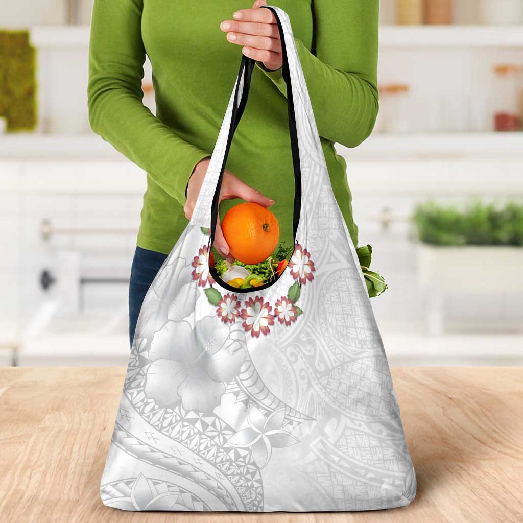 Manuia le Aso Sa o Tamaiti Tonga Grocery Bag White Sunday Heilala Lei