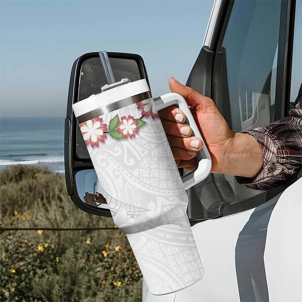 Manuia le Aso Sa o Tamaiti Tonga Tumbler With Handle White Sunday Heilala Lei