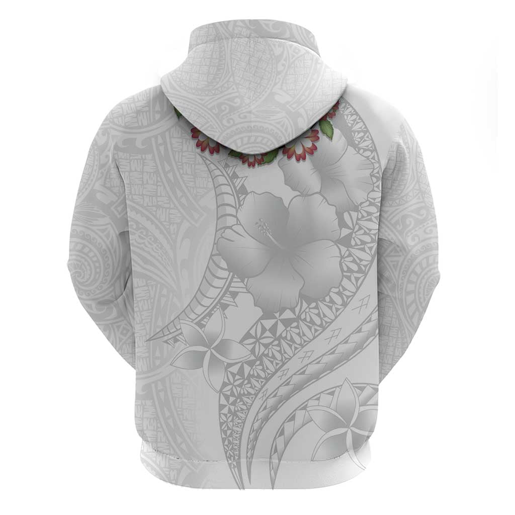 Manuia le Aso Sa o Tamaiti Tonga Zip Hoodie White Sunday Heilala Lei