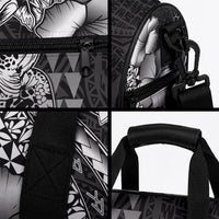 Hawaiian Sea Turtle Duffle Bag Black Hibiscus Flowers and Kakau Pattern LT9 - Polynesian Pride