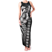 Hawaiian Sea Turtle Family Matching Tank Maxi Dress and Hawaiian Shirt Black Hibiscus Flowers and Kakau Pattern LT9 Mom's Dress Black - Polynesian Pride