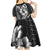Hawaiian Sea Turtle Kid Short Sleeve Dress Black Hibiscus Flowers and Kakau Pattern