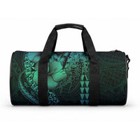 Hawaiian Sea Turtle Duffle Bag Blue Hibiscus Flowers and Kakau Pattern LT9 One size Blue - Polynesian Pride