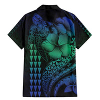 Hawaiian Sea Turtle Family Matching Mermaid Dress and Hawaiian Shirt Blue Hibiscus Flowers and Kakau Pattern LT9 - Polynesian Pride