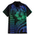 Hawaiian Sea Turtle Family Matching Tank Maxi Dress and Hawaiian Shirt Blue Hibiscus Flowers and Kakau Pattern