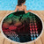 Hawaiian Sea Turtle Beach Blanket Green Hibiscus Flowers and Kakau Pattern