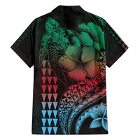 Hawaiian Sea Turtle Family Matching Summer Maxi Dress and Hawaiian Shirt Green Hibiscus Flowers and Kakau Pattern LT9 - Polynesian Pride