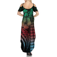 Hawaiian Sea Turtle Family Matching Summer Maxi Dress and Hawaiian Shirt Green Hibiscus Flowers and Kakau Pattern LT9 - Polynesian Pride