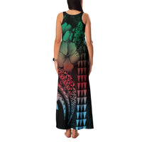 Hawaiian Sea Turtle Family Matching Tank Maxi Dress and Hawaiian Shirt Green Hibiscus Flowers and Kakau Pattern LT9 - Polynesian Pride