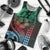 Hawaiian Sea Turtle Men Tank Top Green Hibiscus Flowers and Kakau Pattern
