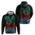 Hawaiian Sea Turtle Zip Hoodie Green Hibiscus Flowers and Kakau Pattern
