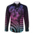 Hawaiian Sea Turtle Family Matching Long Sleeve Bodycon Dress and Hawaiian Shirt Pink Hibiscus Flowers and Kakau Pattern