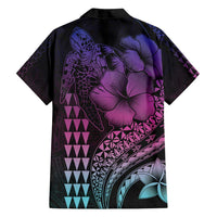 Hawaiian Sea Turtle Family Matching Off Shoulder Maxi Dress and Hawaiian Shirt Pink Hibiscus Flowers and Kakau Pattern LT9 - Polynesian Pride