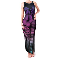 Hawaiian Sea Turtle Family Matching Tank Maxi Dress and Hawaiian Shirt Pink Hibiscus Flowers and Kakau Pattern LT9 Mom's Dress Pink - Polynesian Pride