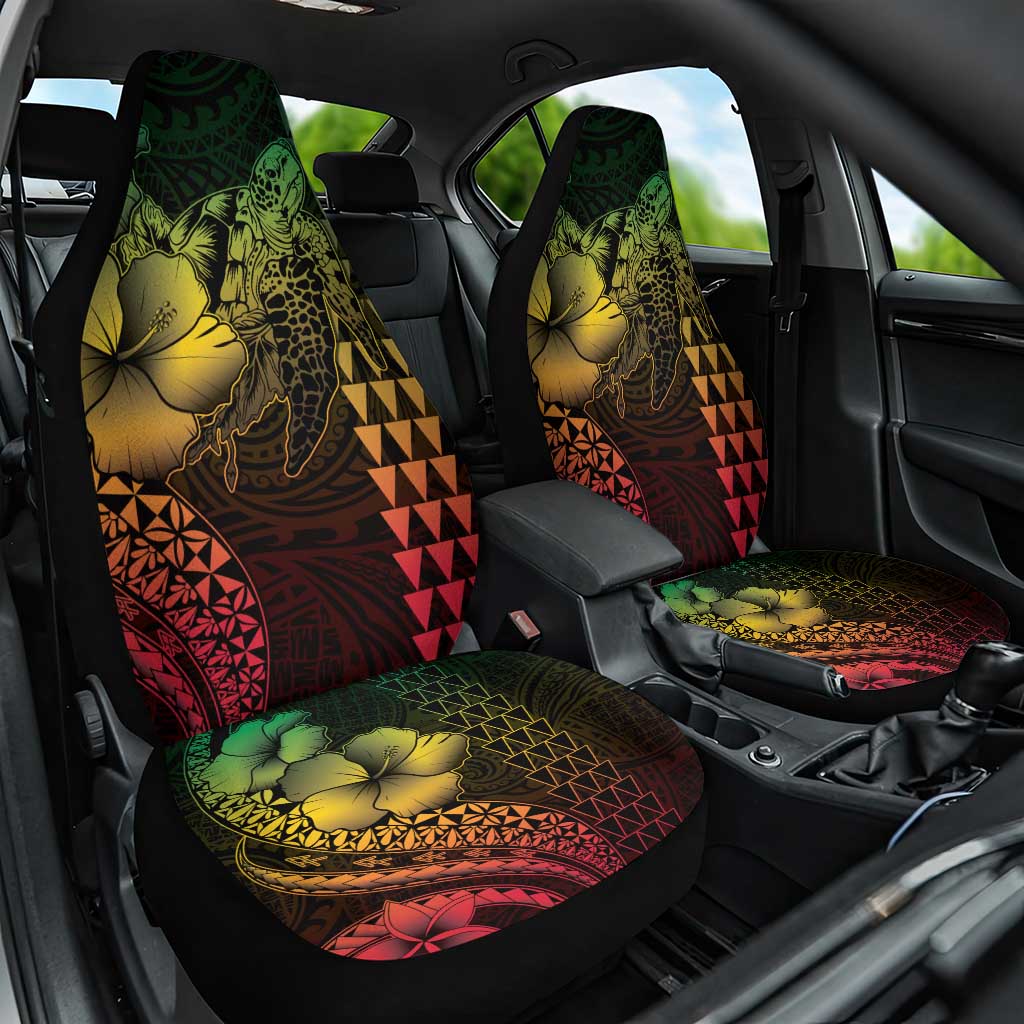 Hawaiian Sea Turtle Car Seat Cover Reggae Hibiscus Flowers and Kakau Pattern LT9 One Size Reggae - Polynesian Pride