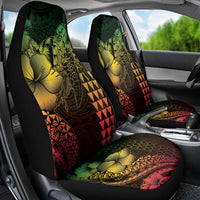 Hawaiian Sea Turtle Car Seat Cover Reggae Hibiscus Flowers and Kakau Pattern LT9 - Polynesian Pride