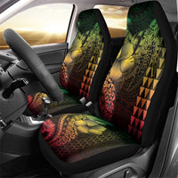 Hawaiian Sea Turtle Car Seat Cover Reggae Hibiscus Flowers and Kakau Pattern LT9 - Polynesian Pride