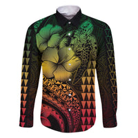 Hawaiian Sea Turtle Family Matching Puletasi and Hawaiian Shirt Reggae Hibiscus Flowers and Kakau Pattern