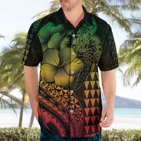 Hawaiian Sea Turtle Hawaiian Shirt Reggae Hibiscus Flowers and Kakau Pattern LT9 - Polynesian Pride