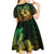Hawaiian Sea Turtle Kid Short Sleeve Dress Reggae Hibiscus Flowers and Kakau Pattern
