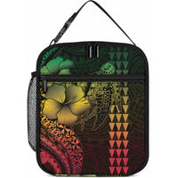 Hawaiian Sea Turtle Lunch Bag Reggae Hibiscus Flowers and Kakau Pattern LT9 10.2 × 8.3 × 4.3 inch Reggae - Polynesian Pride