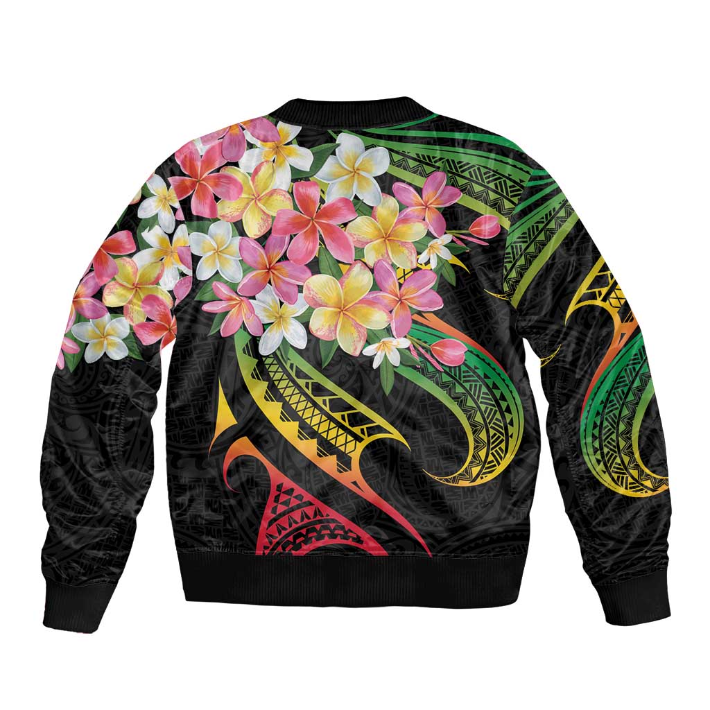 Kiribati Red Jasmine Mango Bomber Jacket Reggae Polynesian Art Vibe LT9 - Polynesian Pride