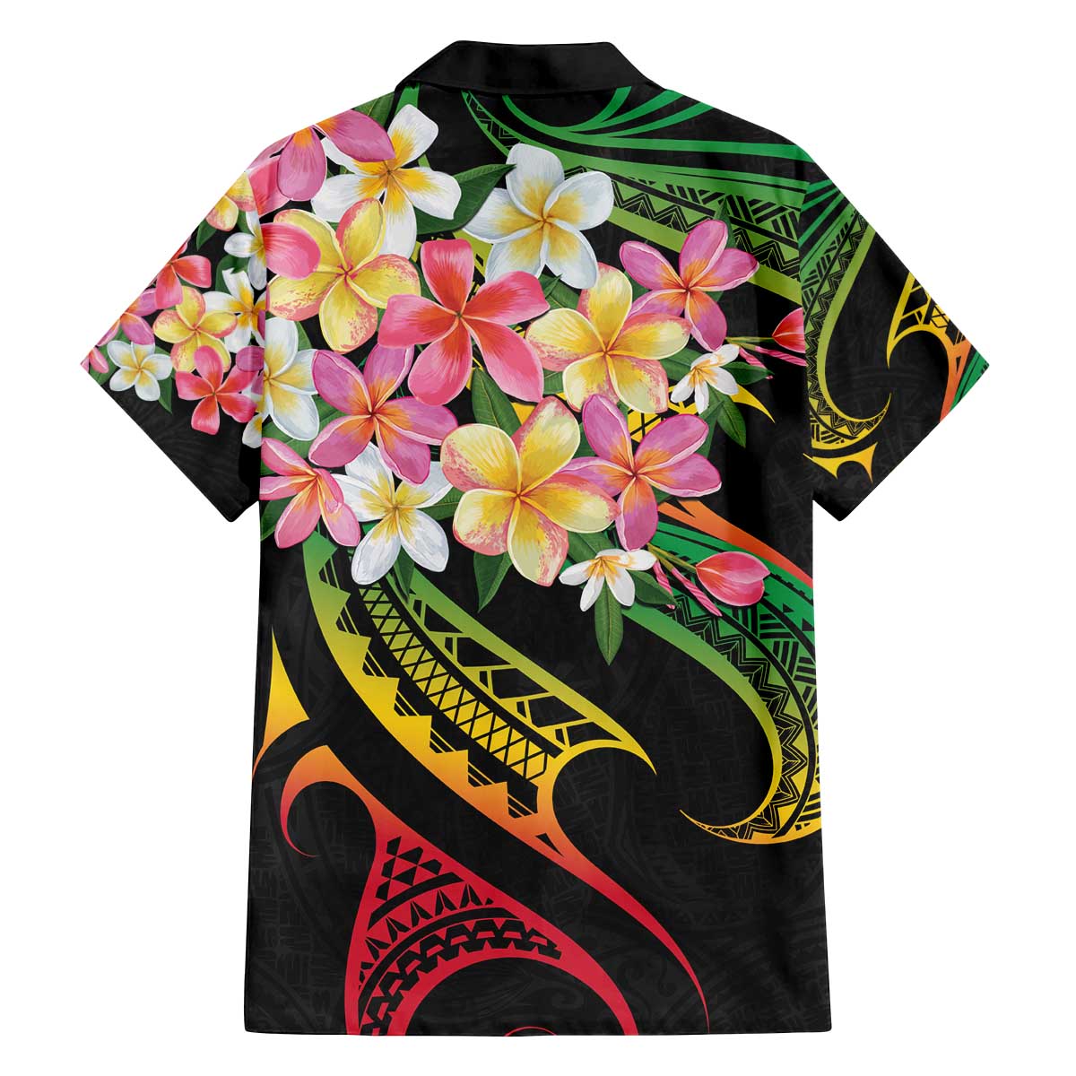 Kiribati Red Jasmine Mango Family Matching Off The Shoulder Long Sleeve Dress and Hawaiian Shirt Reggae Polynesian Art Vibe LT9 - Polynesian Pride