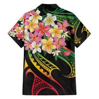 Kiribati Red Jasmine Mango Family Matching Off The Shoulder Long Sleeve Dress and Hawaiian Shirt Reggae Polynesian Art Vibe LT9 - Polynesian Pride