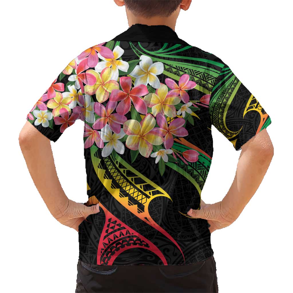 Kiribati Red Jasmine Mango Family Matching Short Sleeve Bodycon Dress and Hawaiian Shirt Reggae Polynesian Art Vibe LT9 - Polynesian Pride