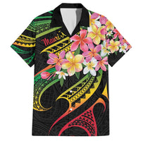 Kiribati Red Jasmine Mango Family Matching Short Sleeve Bodycon Dress and Hawaiian Shirt Reggae Polynesian Art Vibe LT9 Dad's Shirt - Short Sleeve Reggae - Polynesian Pride