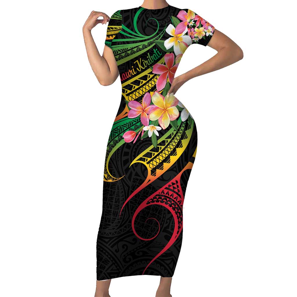 Kiribati Red Jasmine Mango Family Matching Short Sleeve Bodycon Dress and Hawaiian Shirt Reggae Polynesian Art Vibe LT9 Mom's Dress Reggae - Polynesian Pride