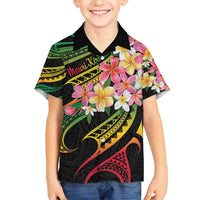 Kiribati Red Jasmine Mango Family Matching Short Sleeve Bodycon Dress and Hawaiian Shirt Reggae Polynesian Art Vibe LT9 Son's Shirt Reggae - Polynesian Pride