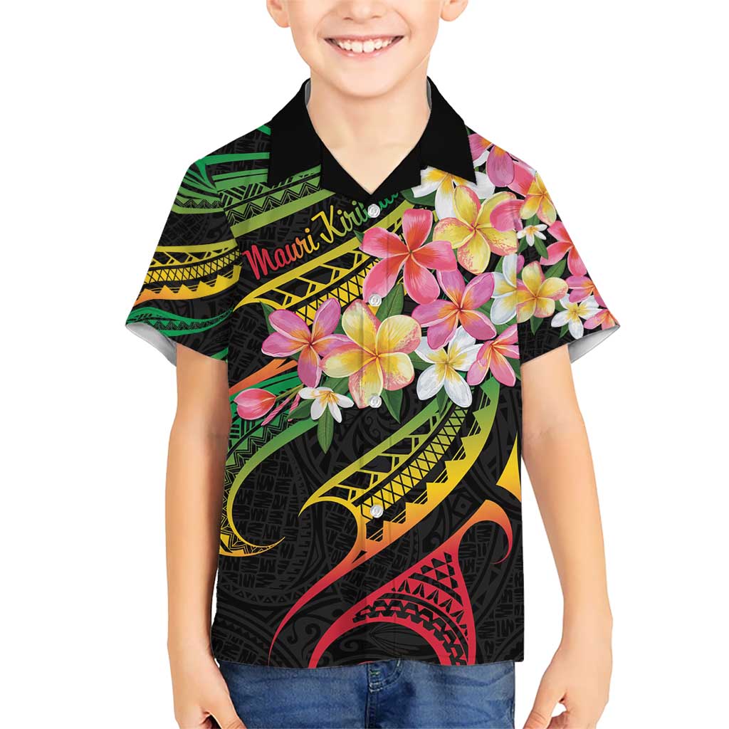 Kiribati Red Jasmine Mango Kid Hawaiian Shirt Reggae Polynesian Art Vibe LT9 Kid Reggae - Polynesian Pride