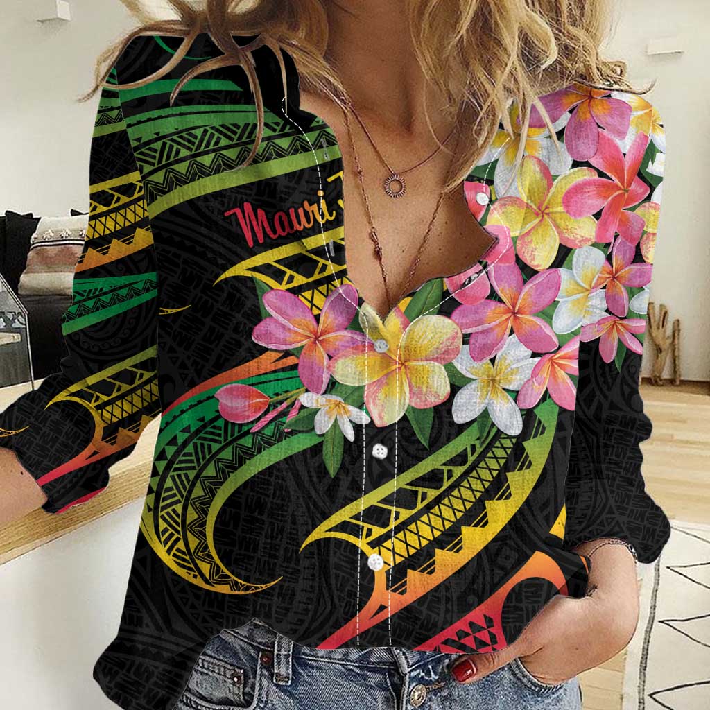 Kiribati Red Jasmine Mango Women Casual Shirt Reggae Polynesian Art Vibe LT9 Female Reggae - Polynesian Pride