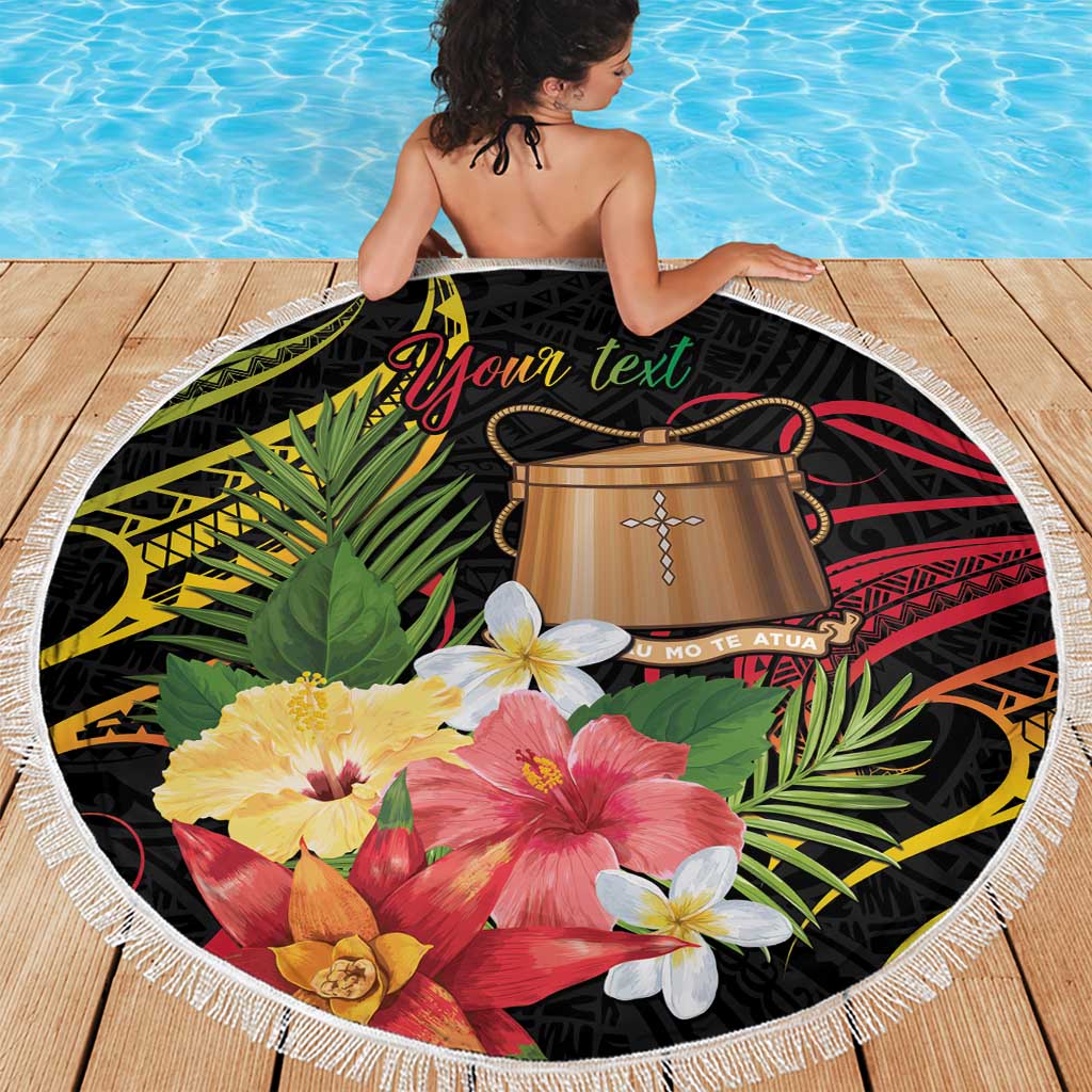Personalised Tokelau Tropical Flowers Beach Blanket Reggae Polynesian Art Vibe