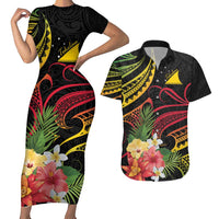 Personalised Tokelau Tropical Flowers Couples Matching Short Sleeve Bodycon Dress and Hawaiian Shirt Reggae Polynesian Art Vibe LT9 Reggae - Polynesian Pride