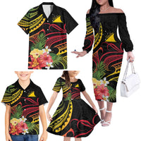 Personalised Tokelau Tropical Flowers Family Matching Off The Shoulder Long Sleeve Dress and Hawaiian Shirt Reggae Polynesian Art Vibe LT9 - Polynesian Pride